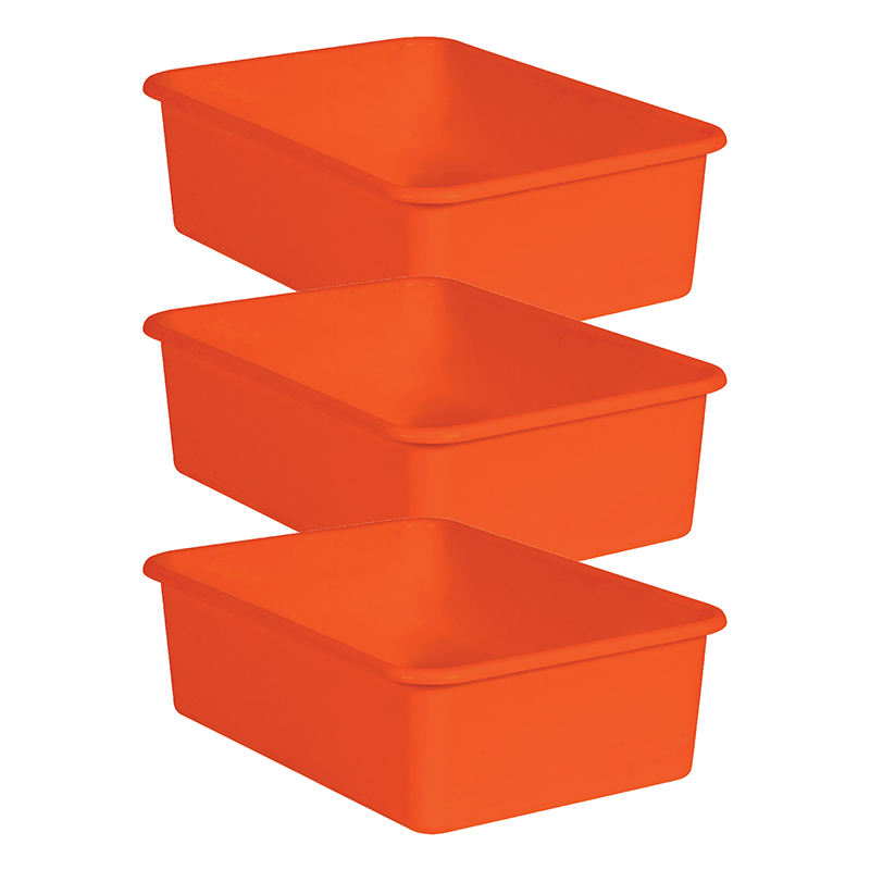 Orange Large Plastic Storage Bin, Pack of 3