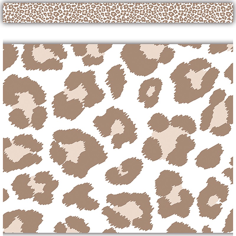 Blush Leopard Print Straight Border Trim, 35 Feet