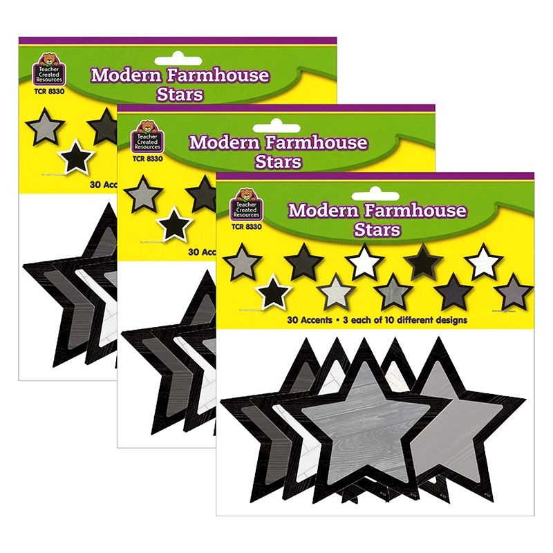 Modern Farmhouse Stars Accents, 30 Per Pack, 3 Packs