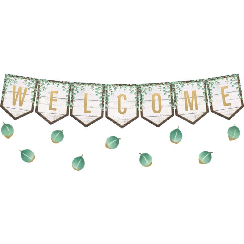 Eucalyptus Pennants Welcome Bulletin Board Set