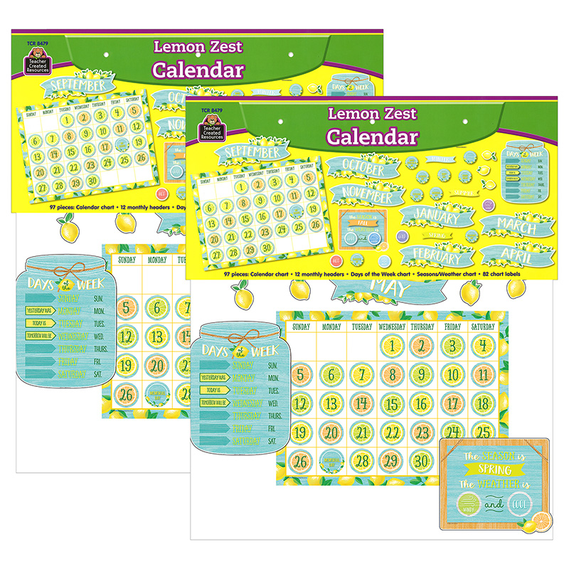 Lemon Zest Calendar Bulletin Board Set, 2 Sets