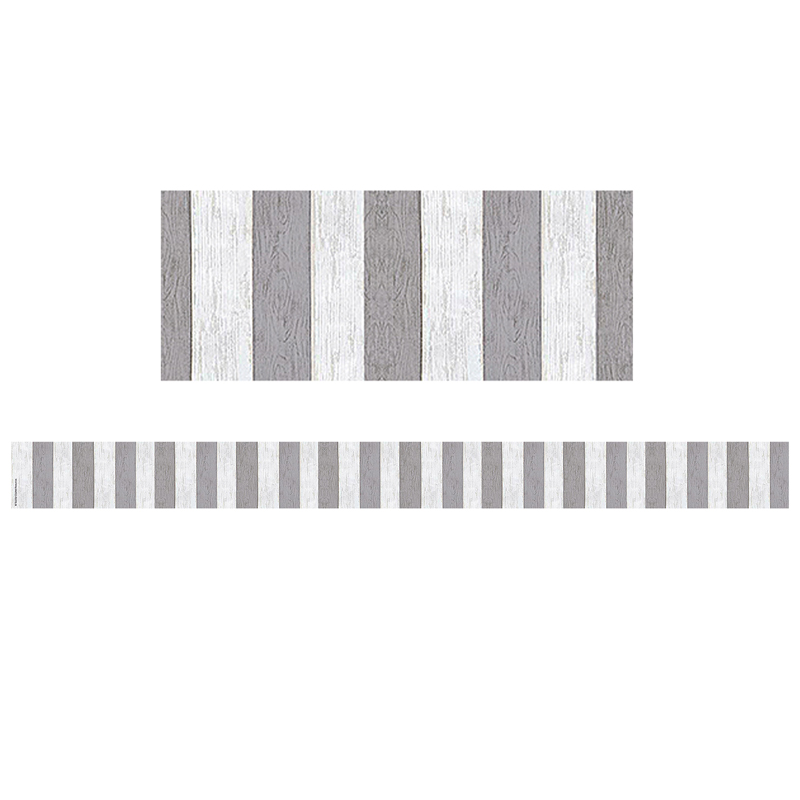 Modern Farmhouse Gray Stripes Straight Border Trim, 35 Feet