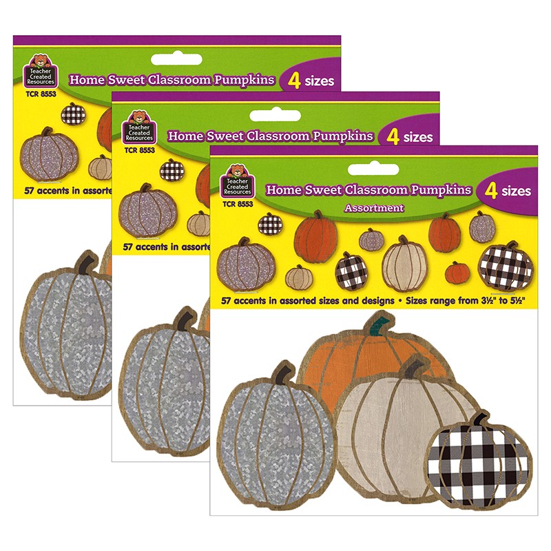 Home Sweet Classroom Pumpkins Accents, Assorted Sizes, 57 Per Pack, 3 Packs
