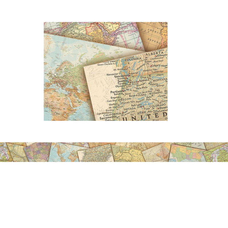 Travel the Map Straight Border Trim, 35 Feet