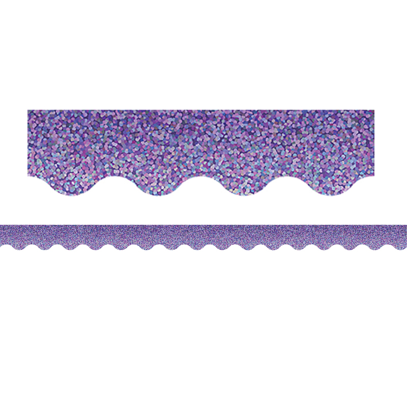 Purple Sparkle Scalloped Border Trim, 35 Feet