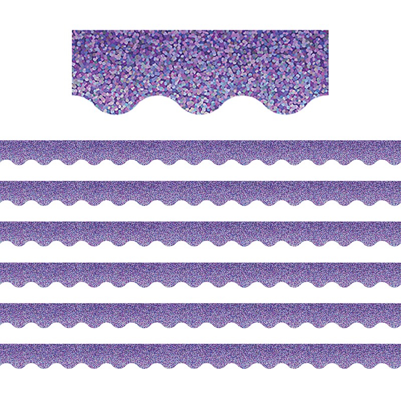 Purple Sparkle Scalloped Border Trim, 35 Feet Per Pack, 6 Packs