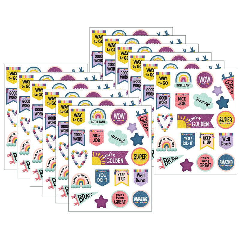 Oh Happy Day Stickers, 120 Stickers Per Pack, 12 Packs