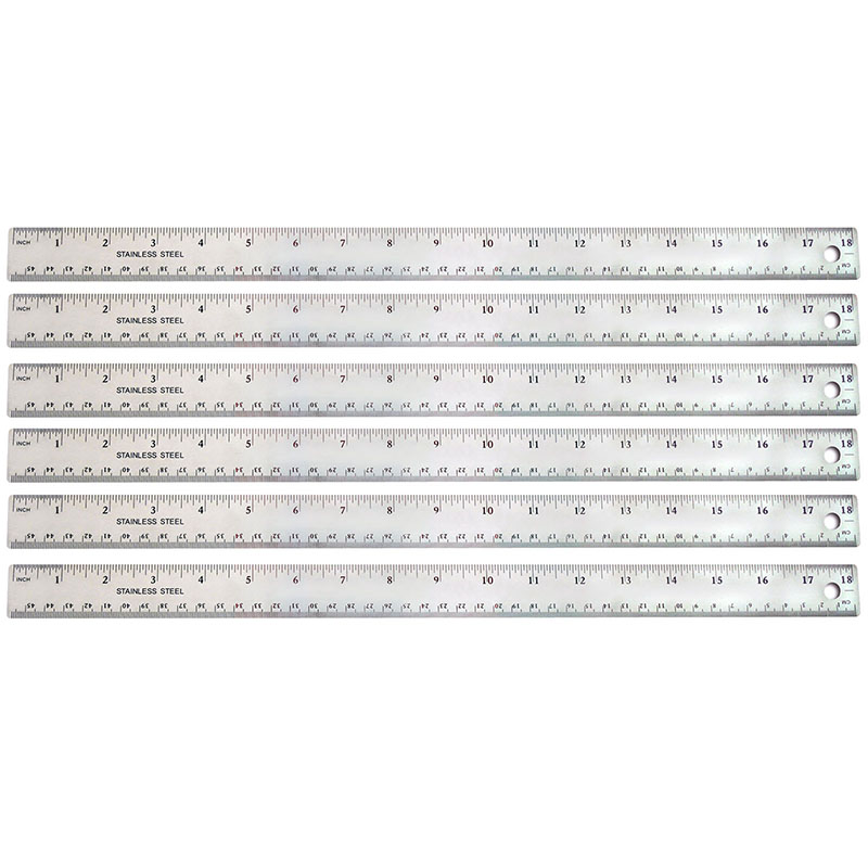 Stainless Steel Ruler, 18", Pack of 6