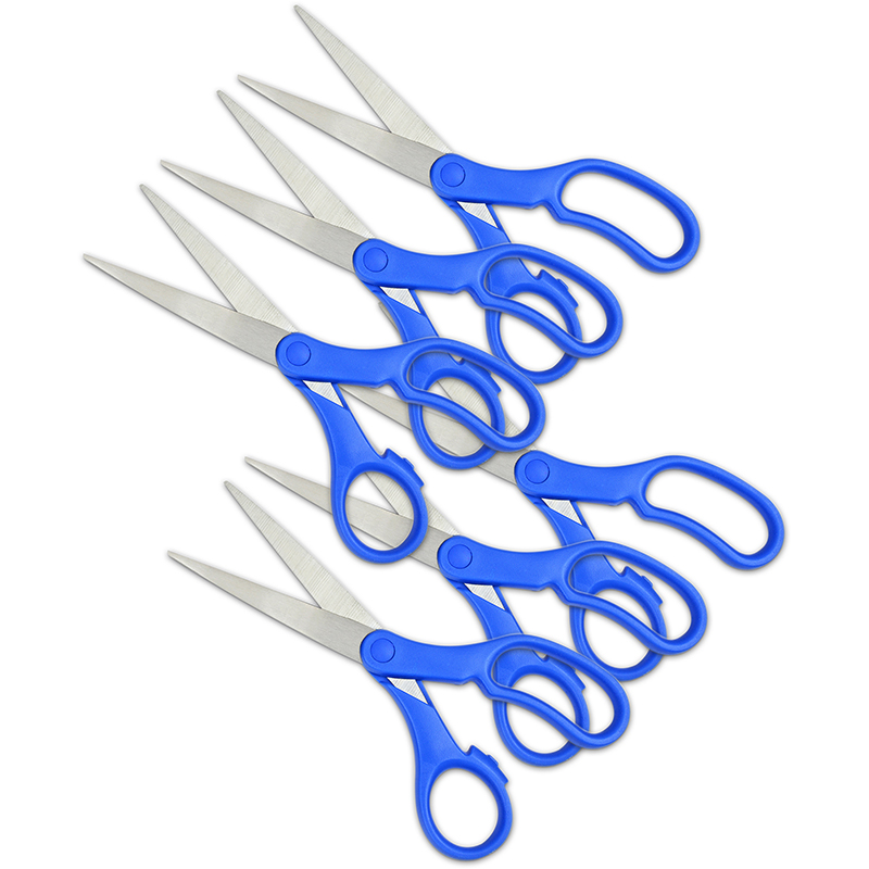 Scissors 8", Blue Handle, Pack of 6