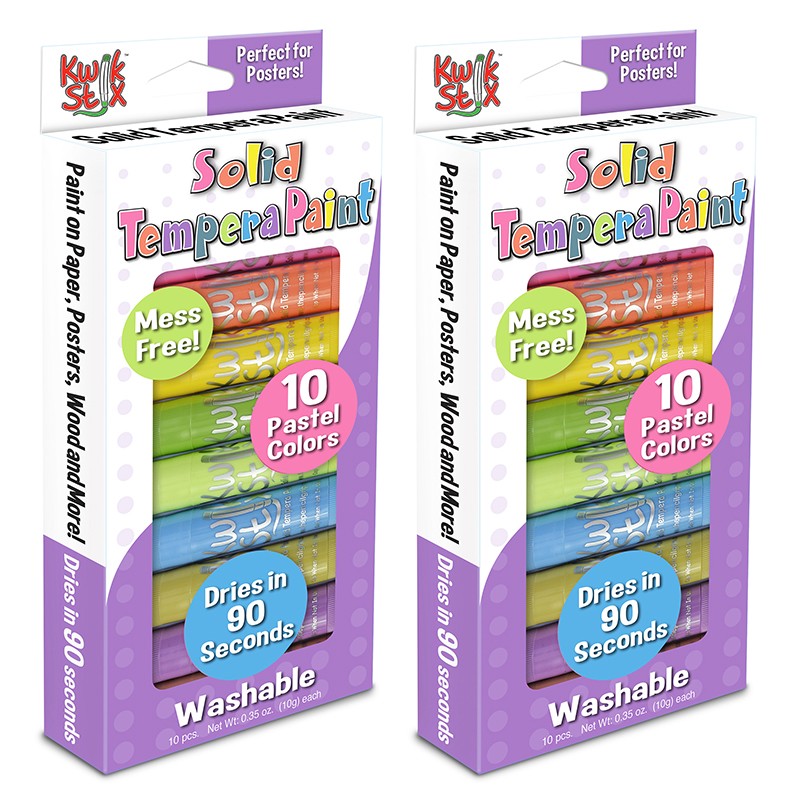 Solid Tempera Paint, Pastel Tones, 10 Per Pack, 2 Packs