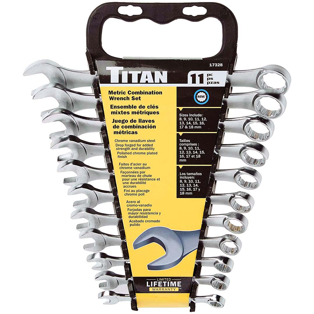 Titan 11 pc 12 pt Metric Raised Panel Combination Wrench Set
