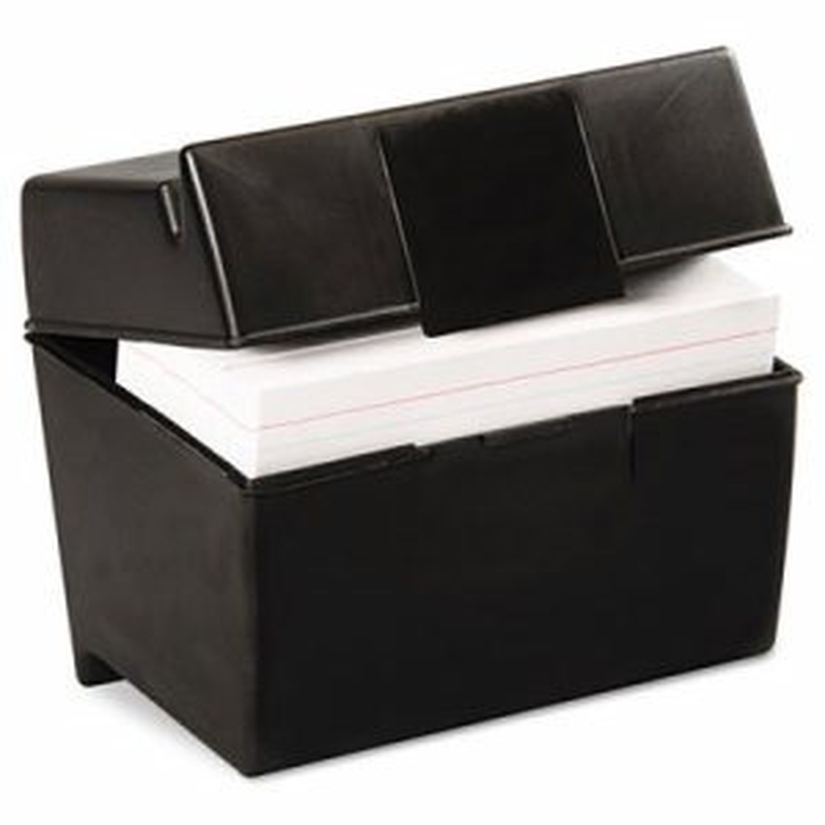 Plastic Index Box, 4" x 6", 400 Card Capacity, Black