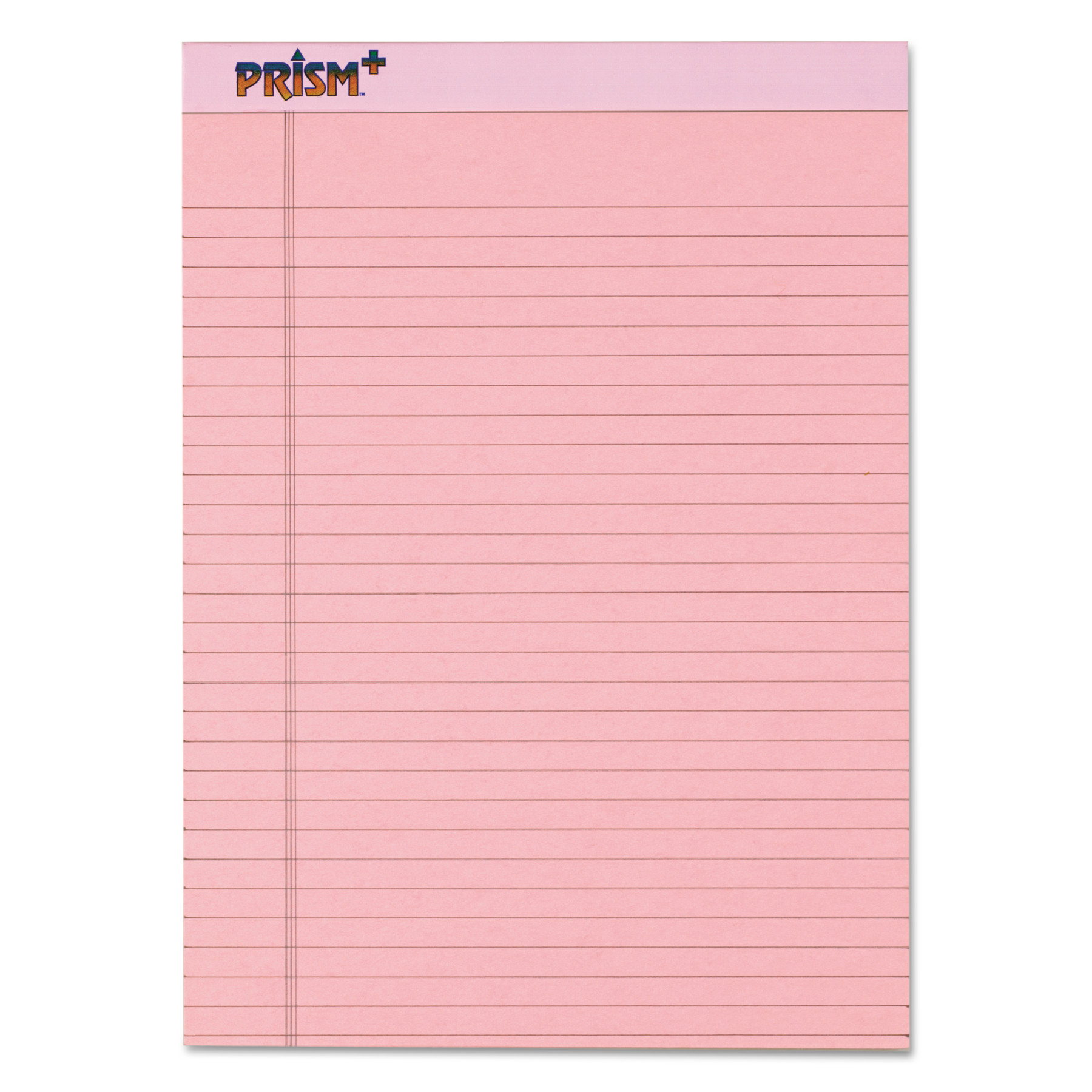 TOPS Prism Plus Colored Paper Pads - 50 Sheets - 0.34" Ruled - 16 lb Basis Weight - 8 1/2" x 11 3/4" - Pink Paper - Hard Cover