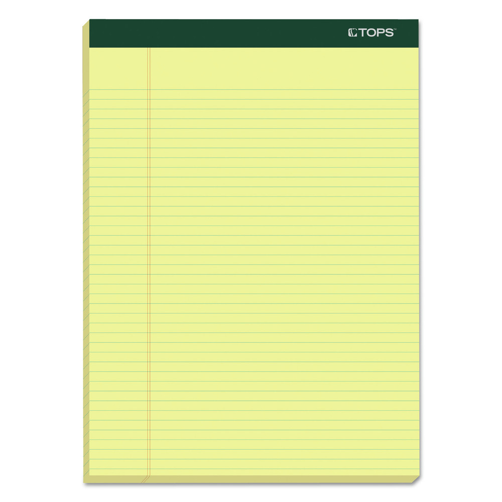 TOPS Letr-Trim Perforated Narrow Ruled Canary Legal Pads - 100 Sheets - Double Stitched - 0.25" Ruled - 16 lb Basis Weight - 8 1