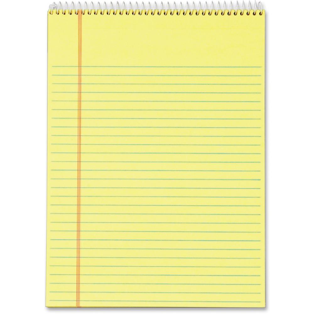 TOPS Docket Perforated Wirebound Legal Pads - Letter - 70 Sheets - Wire Bound - 0.34" Ruled - 16 lb Basis Weight - Letter - 8 1/