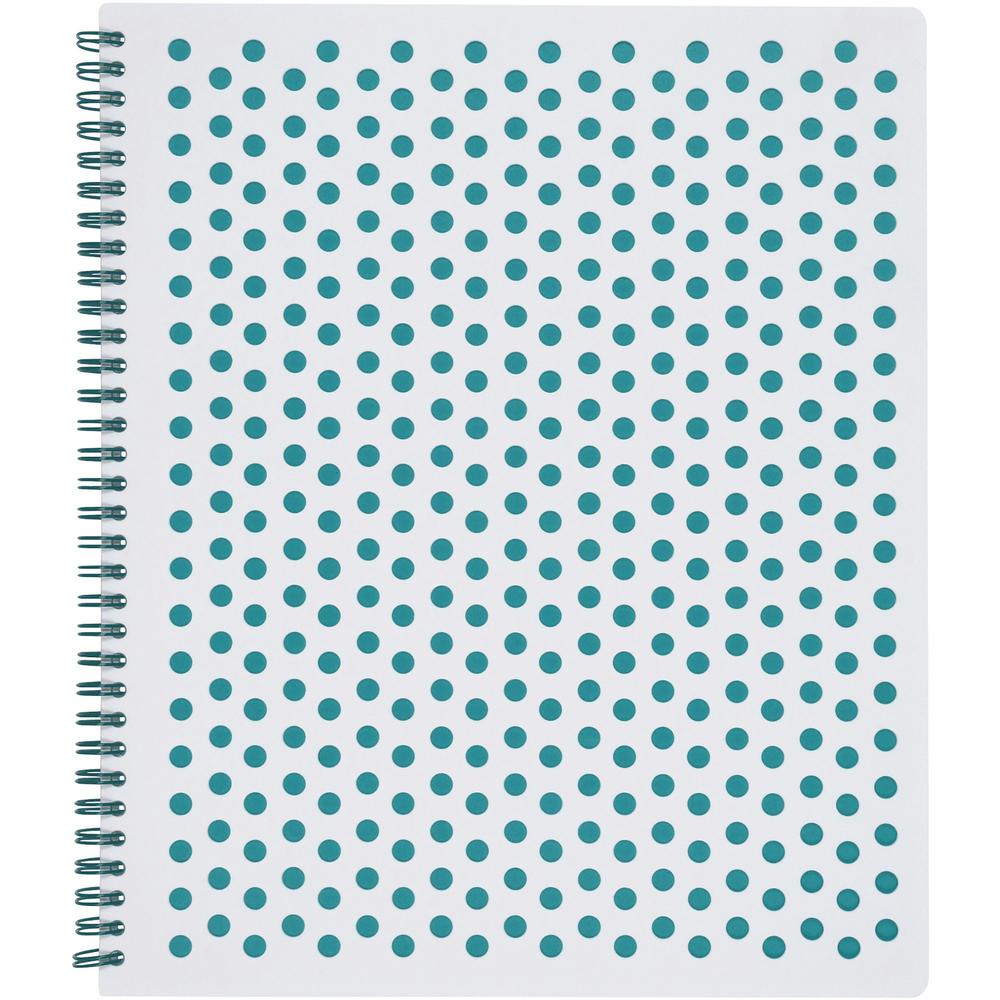 TOPS Polka Dot Design Spiral Notebook - Double Wire Spiral - College Ruled - 3 Hole(s) - 11" x 9" - Teal Polka Dot Cover - Micro