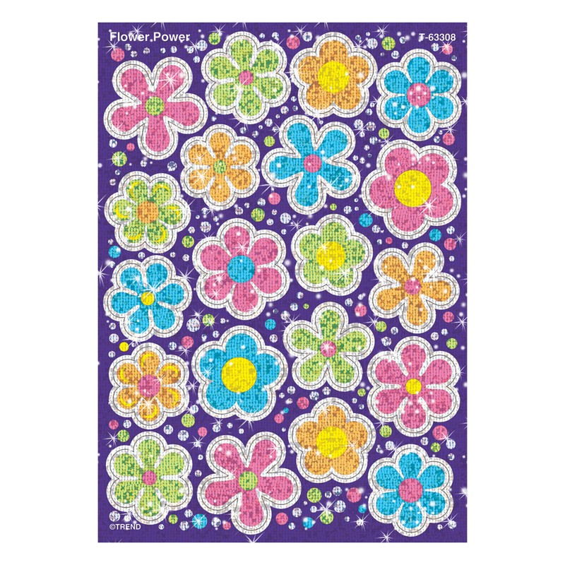 Flower Power Sparkle Stickers-Large, 40 ct