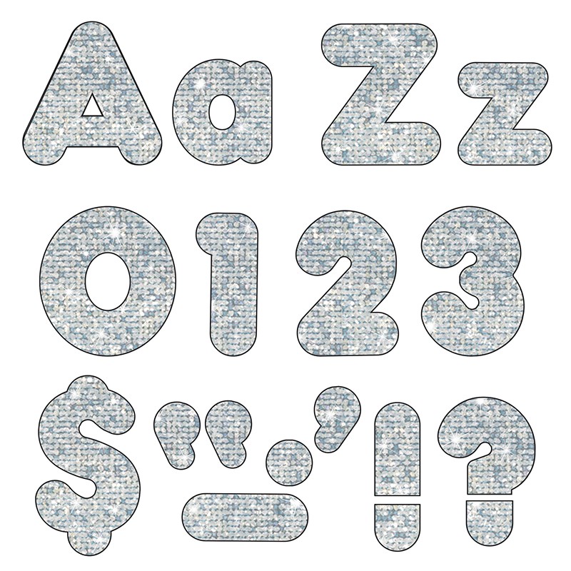 Silver Sparkle 4" Casual Combo Ready Letters