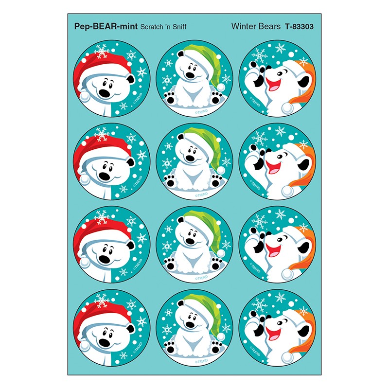 Winter Bears/PepBEARmint Stinky Stickers, 48 Count