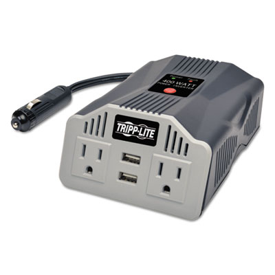 400W AC Inverter with USB Charging; 2 Outlets, 2 USB Ports, Silver