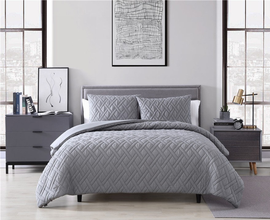 Larch 3 Piece Comforter Set - Queen Gray