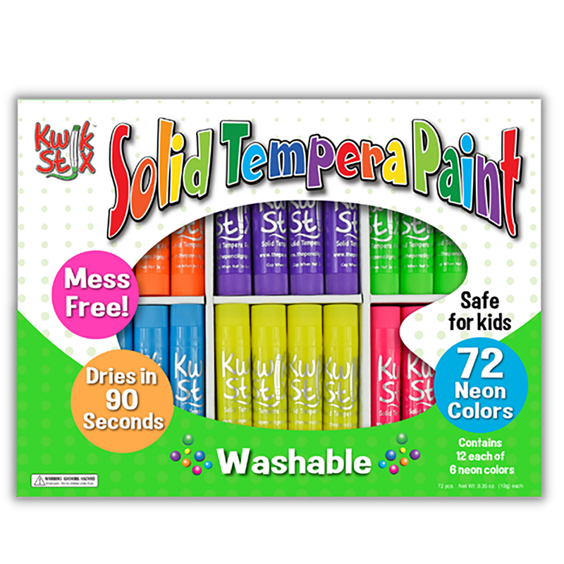 The Pencil Grip Kwik Stix Neon Solid Tempera Paint - 72 / Box - Assorted Neon