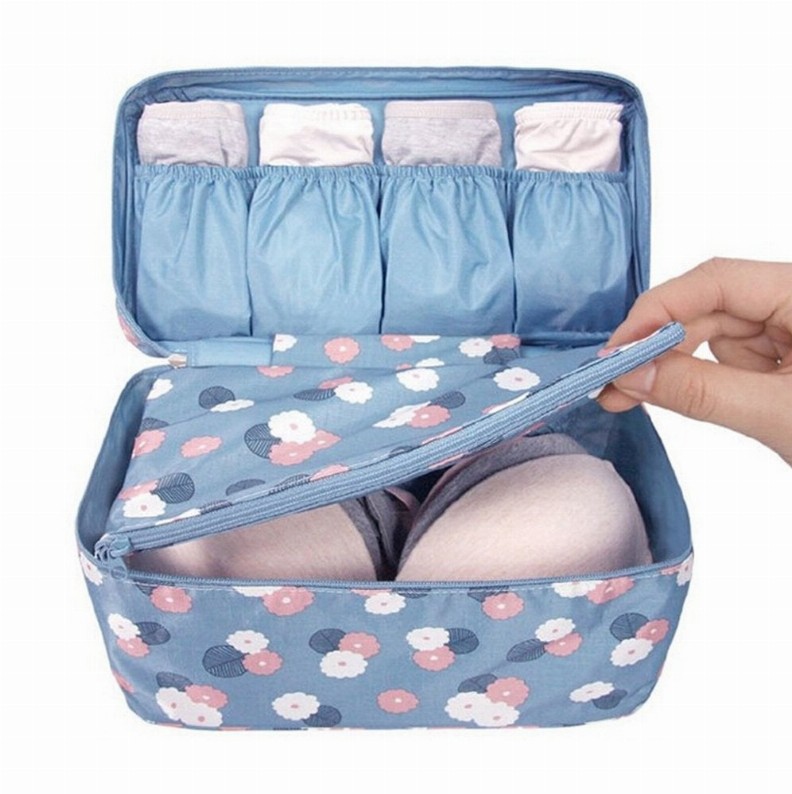 Undergarment Travel Case - Blue Flower