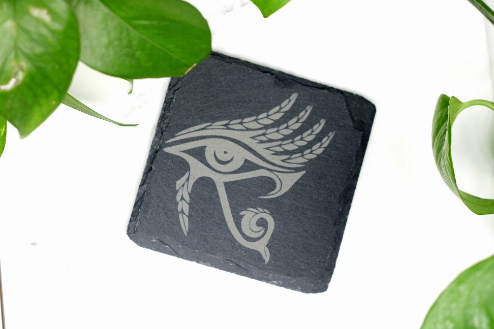 Eye Of Horus Engraved Slate Coaster + Altar Tile