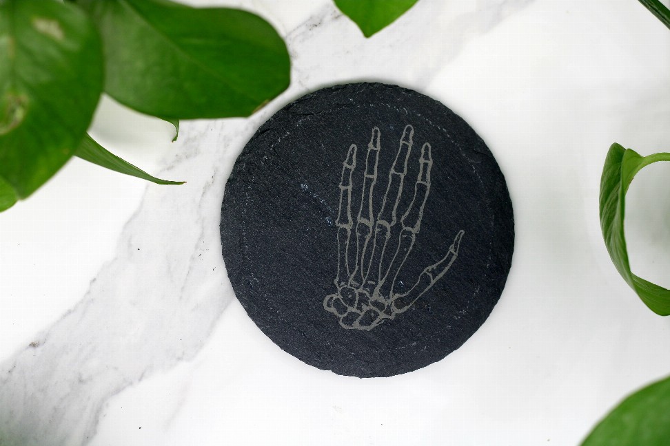 Skeleton Hand Anatomy Engraved Slate Coaster