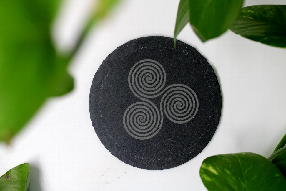 Triskelion Engraved Slate Coaster + Altar Tile