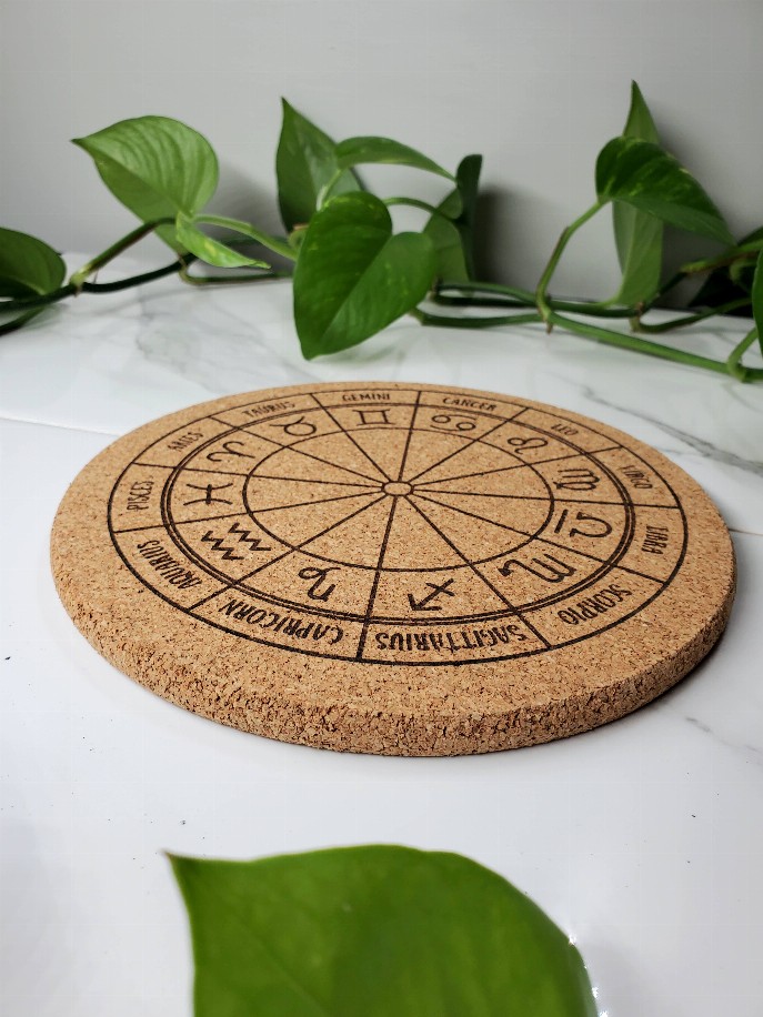 Zodiac Wheel Cork Trivet