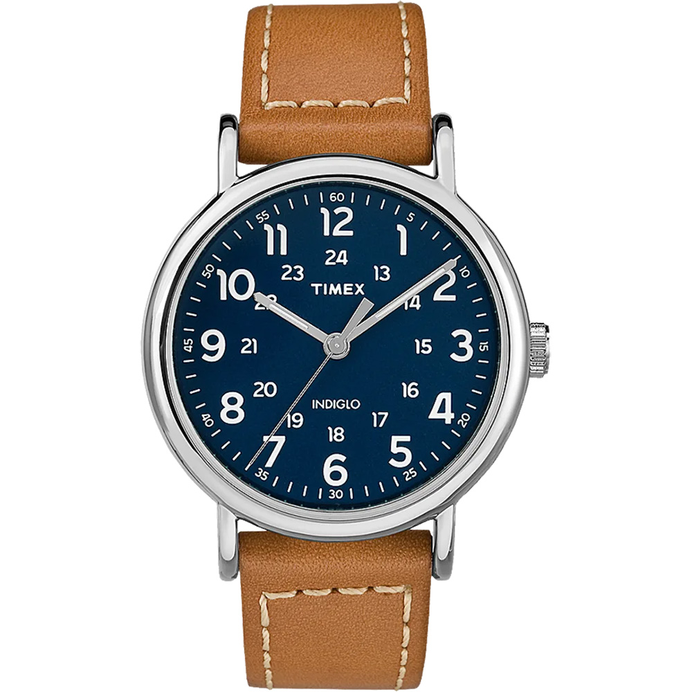 Timex Weekender 40mm Men's Watch - Tan Leather Strap w/Blue Dial