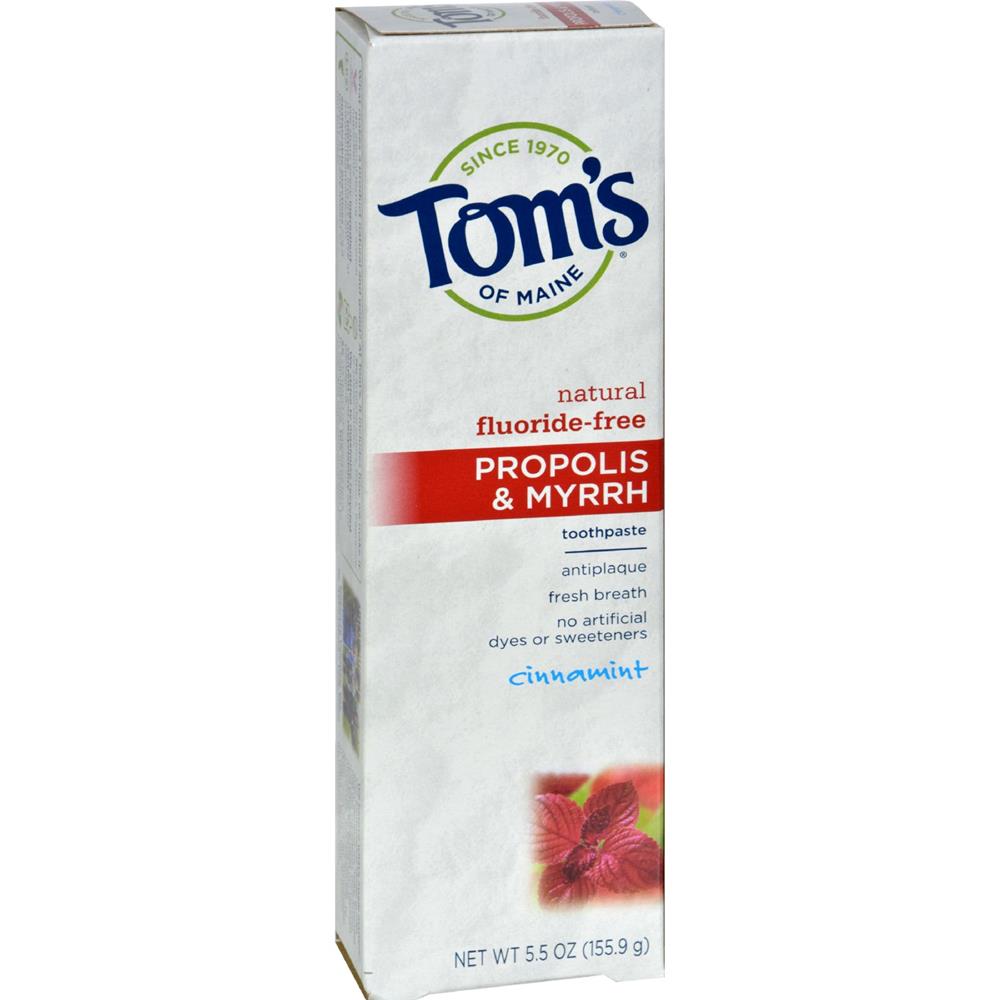 Tom's Of Maine Cinnamon Fluoride Free with Propolis & Myrrh Toothpaste (6x5.5 Oz)