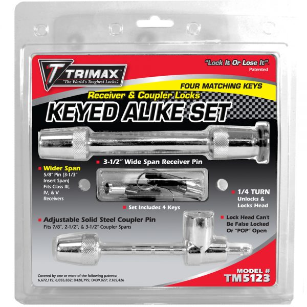 Trimax Keyed Alike Receiver & Universal Coupler Lock Set With T5 & Tc123 Keyed A