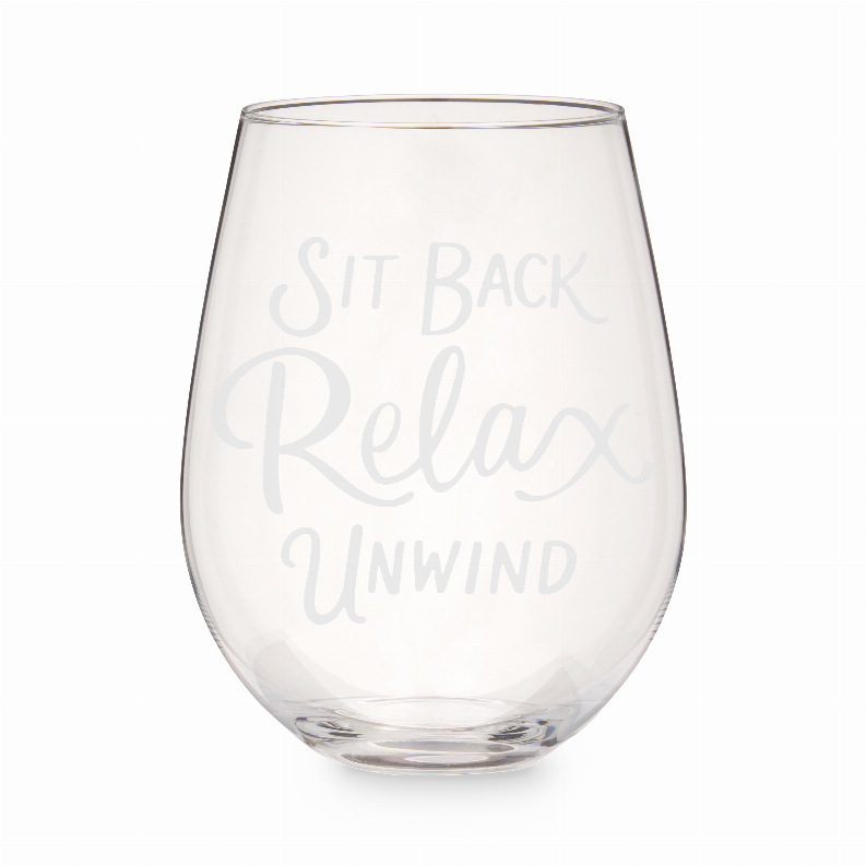 Sit Back And Relax Stemless Wine Glass By Twine