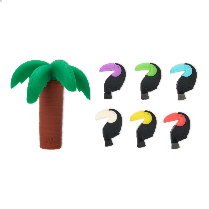 Toucan Drink Charms & Palm Tree Bottle Stopper Set By Truezo