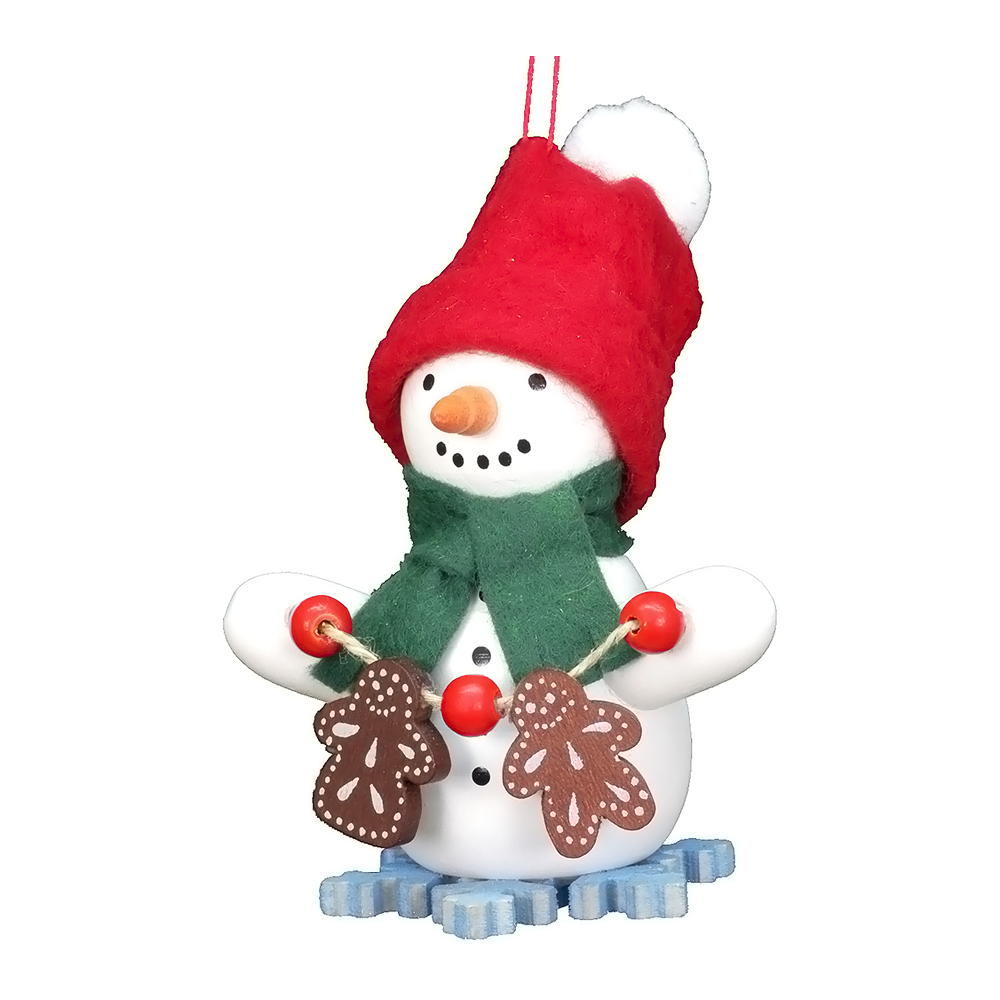 Christian Ulbricht Ornament - Snowman with Gingerbread Cookies - 3.5"H x 2"W x 1.75"D