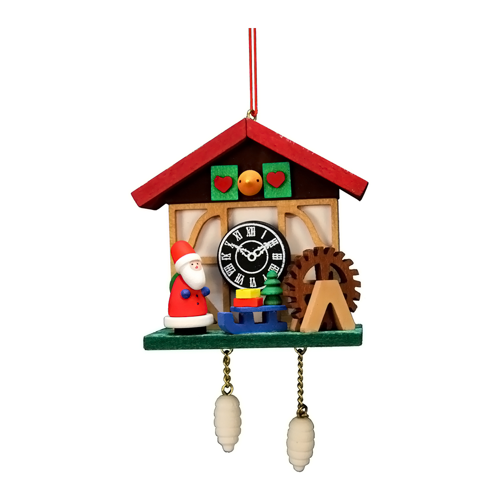 Christian Ulbricht Ornament - Cuckoo Clock Santa - 4.5"H x 2.5"W x 1.5"D