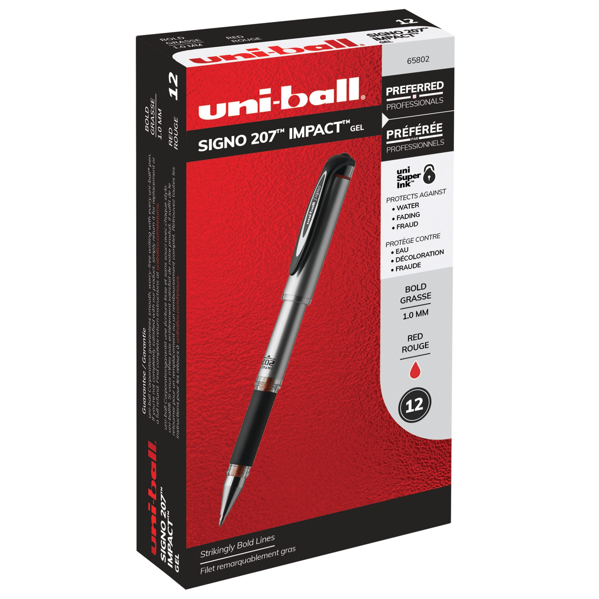 207 Impact Stick Gel Pen, Bold 1mm, Red Ink, Black Barrel