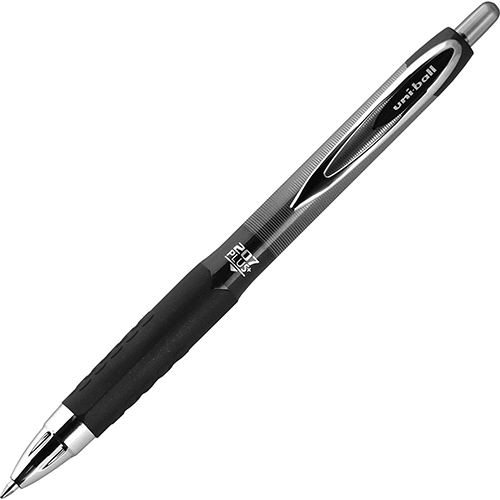 207PLUS+ Gel Rollerball Pen, Medium 0.7 mm, Black Ink, Black Barrel, Dozen