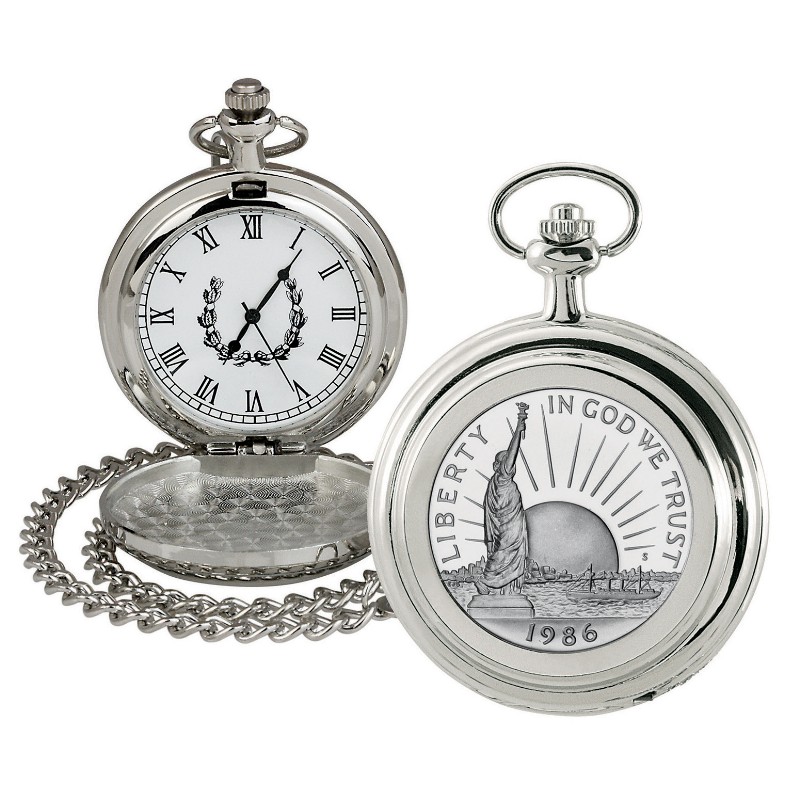 Statue of Liberty Commemorative Half Dollar Coin Pocket Watch