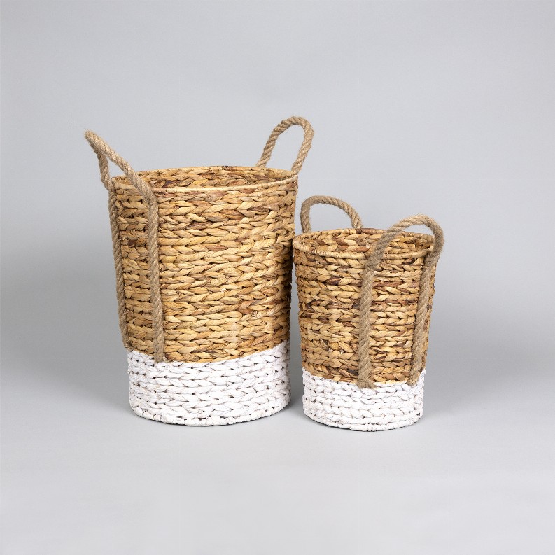 Set of 2 Water Hyacinth Baskets   