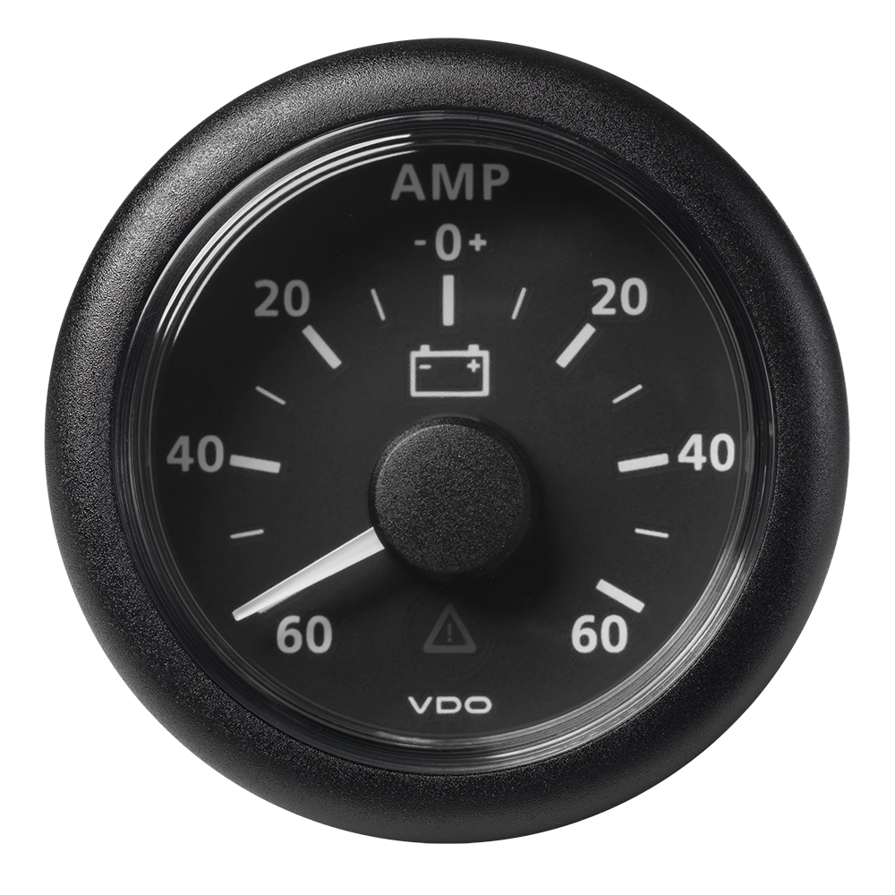 VDO Marine 2-1/16" (52MM) ViewLine Battery Status Gauge -60/+60AMP - 8 to 32V - Black Dial & Bezel