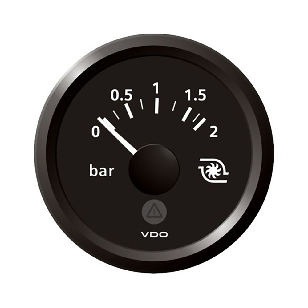 VDO Marine 2-1/16" (52mm) ViewLine Boost Pressure Gauge 2 Bar/30 PSI - 8-32V - Black Dial & Triangular Bezel