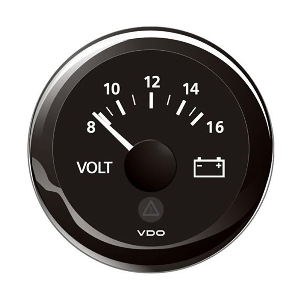 VDO Marine 2-1/16" (52mm) ViewLine Voltmeter - 8-16V - Black Dial & Bezel