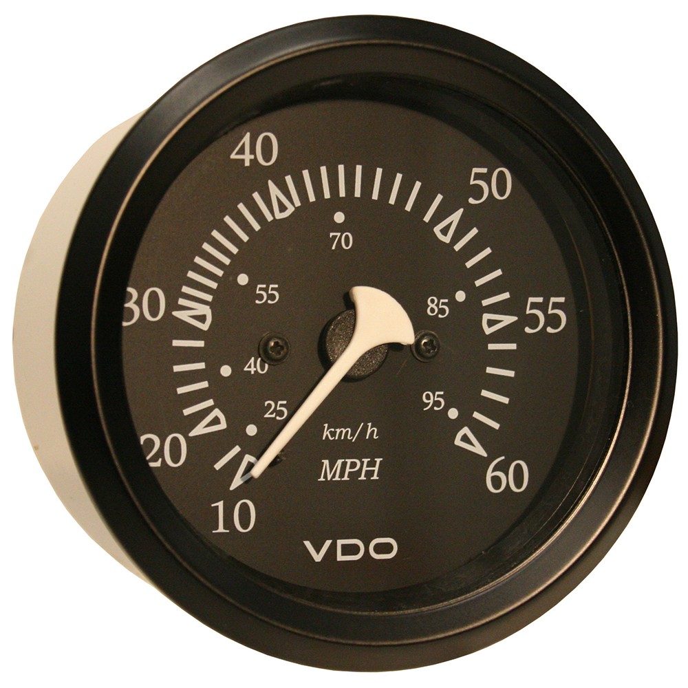 VDO Allentare Black 60MPH 3-3/8" (85mm) Pitot Speedometer - Black Bezel