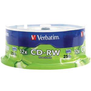 CD-RW Discs, 700MB/80min, 4X/12X, Spindle, 25/Pack