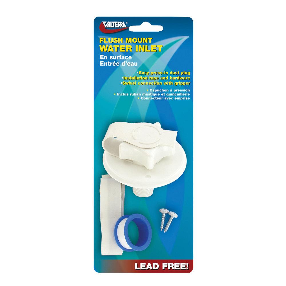 Water Inlet, 2-3/4In Plastic Flange, Mpt, White, Carded