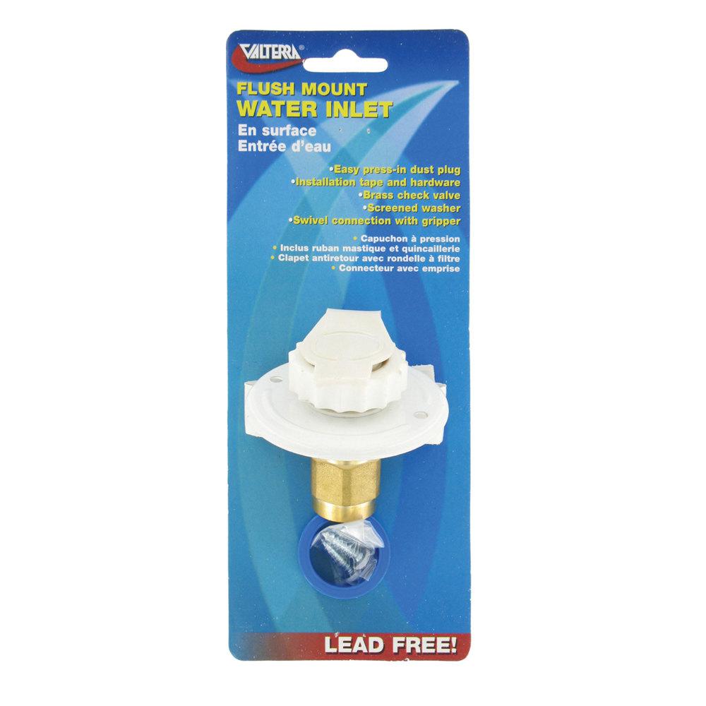 Water Inlet, 2-3/4In Metal Flange, White, Lead-Free, Carded