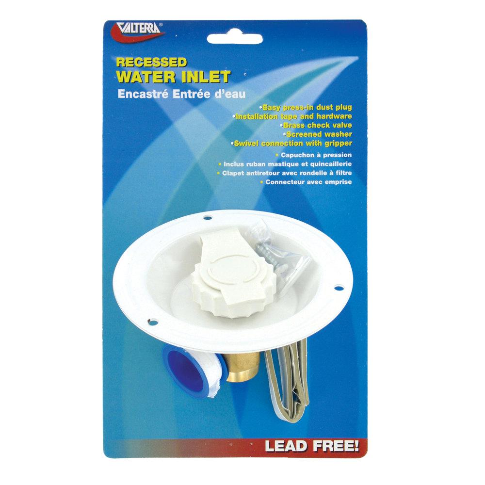 WATER INLET, METAL RECESSED FLANGE, WHITE, LEAD-FREE, CARDED